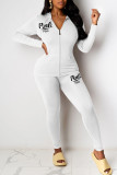 Pink Casual Print Patchwork Zipper Hooded Collar Long Sleeve Two Pieces