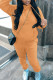 Tangerine Red Casual Solid Patchwork Hooded Collar Long Sleeve Two Pieces