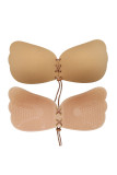 Skin Color Sexy Solid Bandage Patchwork Invisible Bra