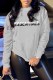 Grey Casual Print Letter O Neck Tops