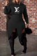 Black Casual Street Print Letter O Neck Irregular Dress Dresses