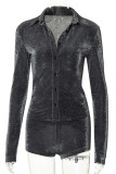 Black Casual Solid Patchwork Turndown Collar Long Sleeve Two Pieces