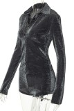 Black Casual Solid Patchwork Turndown Collar Long Sleeve Two Pieces