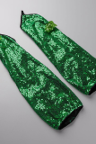 Green Christmas Day Sexy Party Sequins Patchwork Costumes