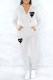 White Casual Print Patchwork Hooded Collar Long Sleeve Two Pieces