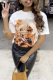 White Street Vintage Print Patchwork Letter O Neck T-Shirts