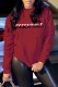 Burgundy Casual Print Letter O Neck Tops