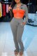 Grey Casual Print Patchwork Letter Zipper Collar Long Sleeve Two Pieces