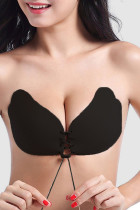 Black Sexy Solid Bandage Patchwork Invisible Bra