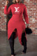 Red Casual Street Print Letter O Neck Irregular Dress Dresses