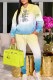 Yellow Casual Print Letter Hooded Collar Long Sleeve Two Pieces