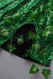 Green Christmas Day Sexy Party Sequins Patchwork Costumes
