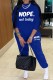 Blue Casual Letter Print Basic O Neck Long Sleeve Two Pieces
