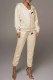 Khaki Sportswear Print Letter Hooded Collar Long Sleeve Two Pieces