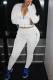 White Casual Solid Patchwork Hooded Collar Long Sleeve Two Pieces