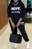 Red Casual Letter Print Basic O Neck Long Sleeve Two Pieces