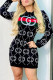 Black Casual Letter Patchwork O Neck A Line Dresses