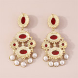 Blue Casual Daily Party Geometric Patchwork Rhinestone Earrings