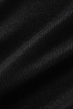 Black Casual Striped Print Patchwork O Neck A Line Dresses