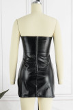 Brown Sexy Solid Patchwork Asymmetrical Strapless One Step Skirt Dresses