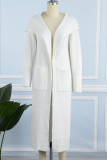 Yellow Casual Solid Cardigan Hooded Collar Outerwear