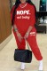 Red Casual Letter Print Basic O Neck Long Sleeve Two Pieces