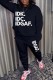 Black Casual Letter Print Basic O Neck Long Sleeve Two Pieces