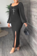 Black Street Print High Opening Square Collar Pencil Skirt Dresses