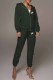 Army Green Sportswear Print Letter Hooded Collar Long Sleeve Two Pieces