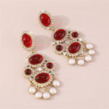 Blue Casual Daily Party Geometric Patchwork Rhinestone Earrings