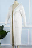 Yellow Casual Solid Cardigan Hooded Collar Outerwear