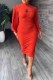 Red Casual Print Letter O Neck One Step Skirt Dresses