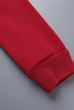Red Casual Street Print Patchwork O Neck Tops