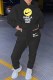 Black Casual Print Letter Hooded Collar Long Sleeve Two Pieces