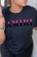Black Casual Print Letter O Neck T-Shirts