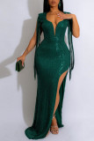 Ink Green Sexy Party Formal Sequins V Neck Dresses