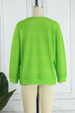 Light Green Casual Print Patchwork O Neck Tops