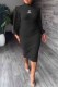Black Casual Print Letter O Neck One Step Skirt Dresses