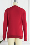 Red Casual Street Print Patchwork O Neck Tops