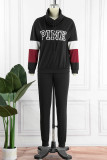 Red Casual Street Print Patchwork Hooded Collar Long Sleeve Two Pieces