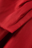 Red Elegant Solid Patchwork With Bow Square Collar A Line Dresses