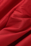 Red Elegant Solid Patchwork With Bow Square Collar A Line Dresses