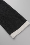 Grey Casual Solid Patchwork Zipper Collar Tops