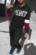 Black Casual Street Print Patchwork Hooded Collar Long Sleeve Two Pieces