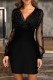 Black Sexy Casual Patchwork Basic V Neck Long Sleeve Dresses