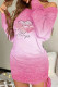 Pink Casual Print Patchwork O Neck Straight Dresses