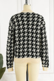 Black Gray Casual Patchwork O Neck Tops