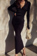 Black Sexy Solid Patchwork Asymmetrical Collar One Step Skirt Dresses