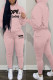 Pink Casual Print Patchwork Hooded Collar Long Sleeve Two Pieces