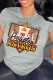 Grey Casual Daily Print Patchwork Letter O Neck T-Shirts